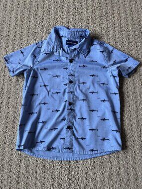 LIKE NEW Andy & Evan Boys Size 4 Shark Button-Down Shirt (Nordstrom)
